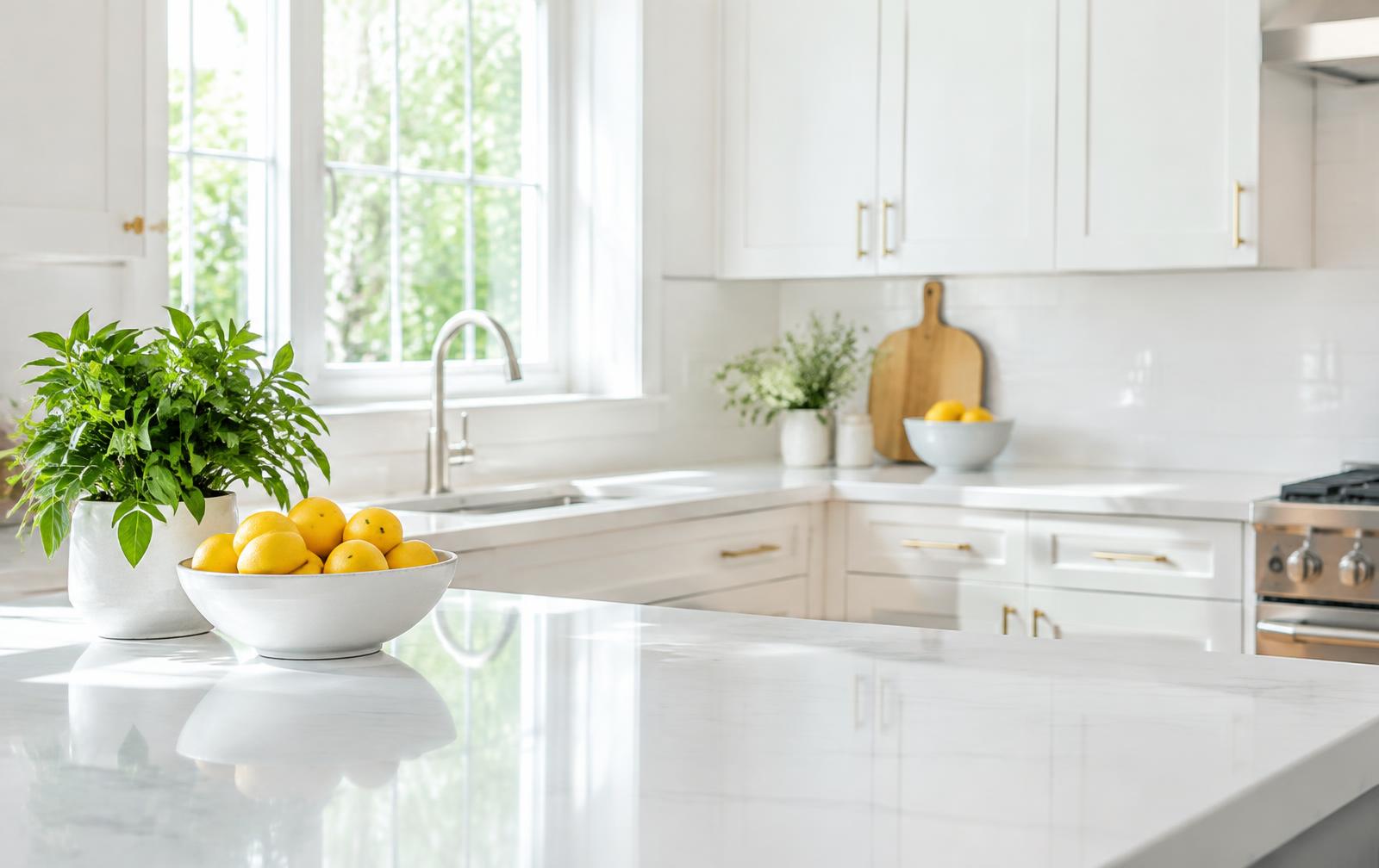 Sparkling clean bright kitchen